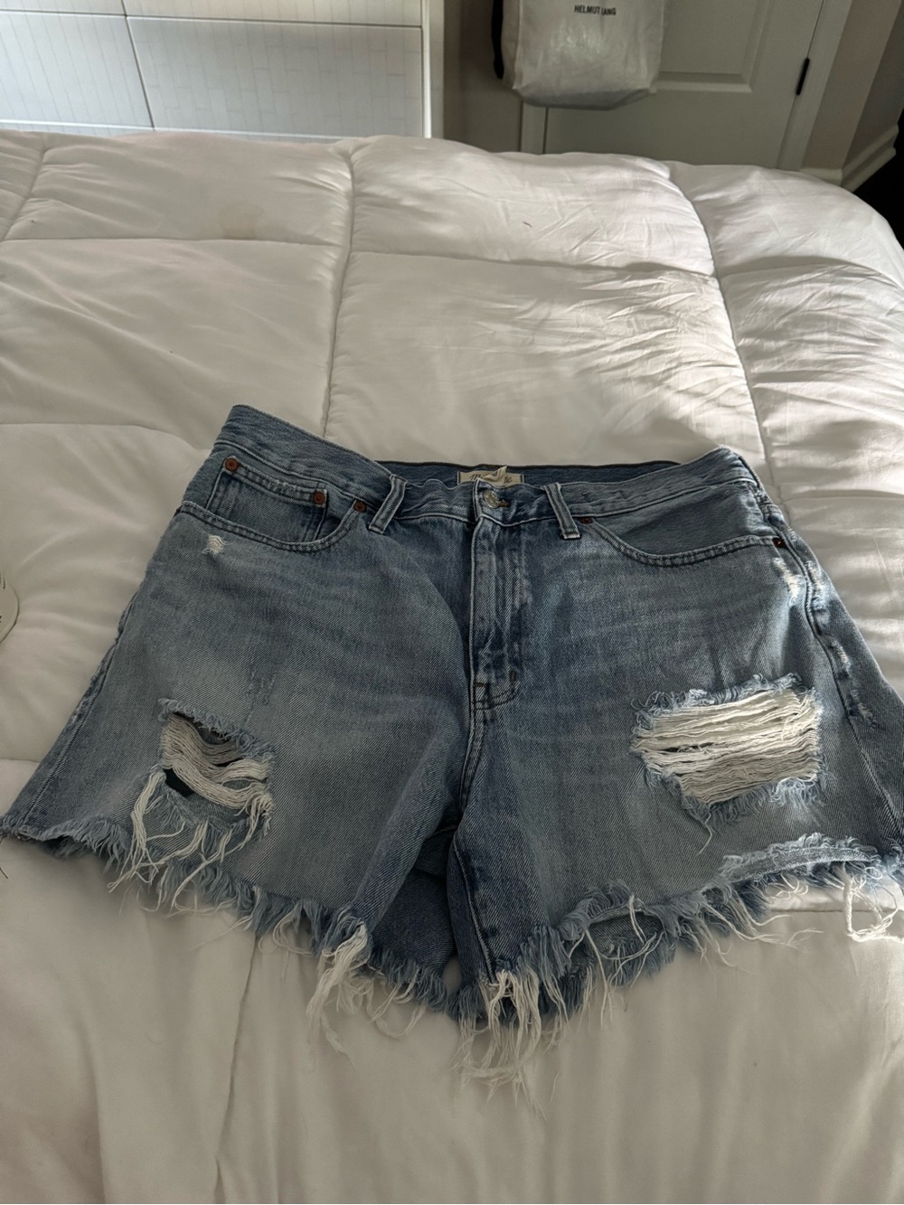 Madewell Light Blue Distressed relaxed Denim Shorts